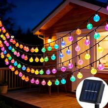 Dây đèn LED năng lượng mặt trời hình cầu pha lê dài 22 mét, 200 bóng, 8 chế độ đổi màu, thích hợp trang trí ngoài trời, sân vườn, hiên nhà, tiệc tùng, Giáng sinh, đám cưới. - Nhiều thông số kỹ thuật - Xem 4