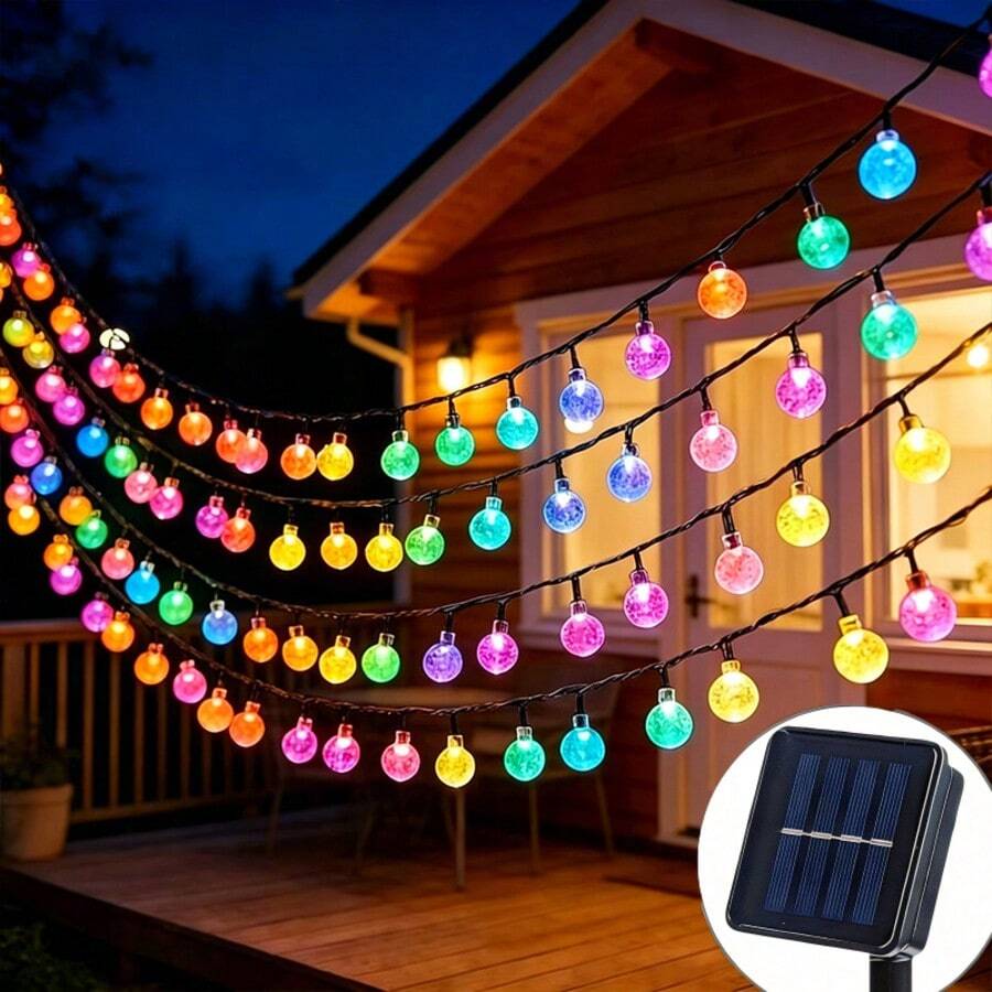 22M 200 Luces LED solares en forma de bola de cristal, 8 modos de cambio de color, luces de hadas para decoración de jardín, patio, fiesta, Navidad, boda - Múltiples especificaciones - Ver 1