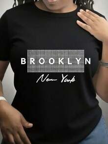 Women's Fun Printed T-Shirt - Casual Short Sleeve Crew Neck Top, Loose Fit, Machine Washable, Comfortable And Durable For All Seasons - Vintage Street Style Unisex Cotton Short Sleeve Crew Neck T-Shirt - 黑色 - 查看 1