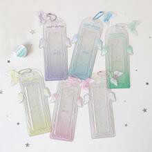 1个可爱天使翅膀闪光照片卡套,渐变透明4格照片条套,带串珠钥匙扣,可爱亚克力保护套,适用于偶像照片条,完美可作背包挂饰,粉丝收藏及日常使用,返校季必备 - 卡套 - 查看 4