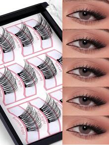 MAANGE 3 Pairs Magnetic False Eyelashes, Half-Lash Style, No Glue Needed, Short Magnetic Eyelashes, Natural Cat Eye Makeup Effect, Reusable, Suitable For Eyelash Extensions, Ideal For Those With Heavy Eyelids, Makeup Bloggers, And As A Gift - Black - View 3