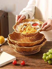 1 khay đan chân cao, đĩa bày đồ ăn nhẹ tráng miệng, giỏ đựng trái cây cho bộ ấm trà, giỏ đựng bánh mì nhỏ cho phòng khách, đĩa đựng trái cây khô. - Xem 1