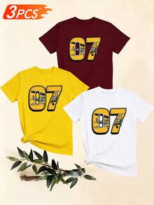 Women's T-Shirts, Women's T-Shirts, Casual One-Piece T-Shirt With Airplane Print Number 07, Round Neck, Short Sleeve, Modern, Versatile, Comfortable, Breathable, Top For Everyday Use. - 1件黑色隨機圖案 - 查看 6