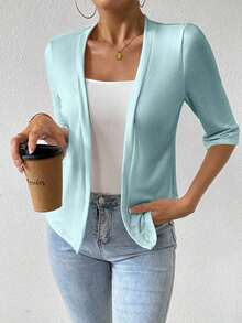 Chaqueta regular para mujer, cárdigan de verano - Celeste - Ver 1