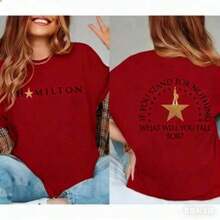 Women's Summer Casual T-Shirt, Hamilton Design Leisure T-Shirt, Hamilton Gift, Alexander Hamilton Gift, Fan T-Shirt, American Music Gift, Hamilton Merchandise, Pure Cotton - 紅色 - 查看 2