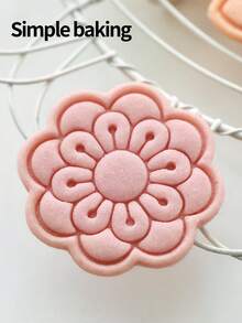 1pc Nordic Style Flower Shape Cookie Cutter, Creative Floral Embossed Biscuit Mold, Multipurpose DIY Baking & Clay Mold, 3D Flower Pattern Pastry Press Stamp For Birthday Party Decoration, Gift & Home Kitchen Crafting - View 10