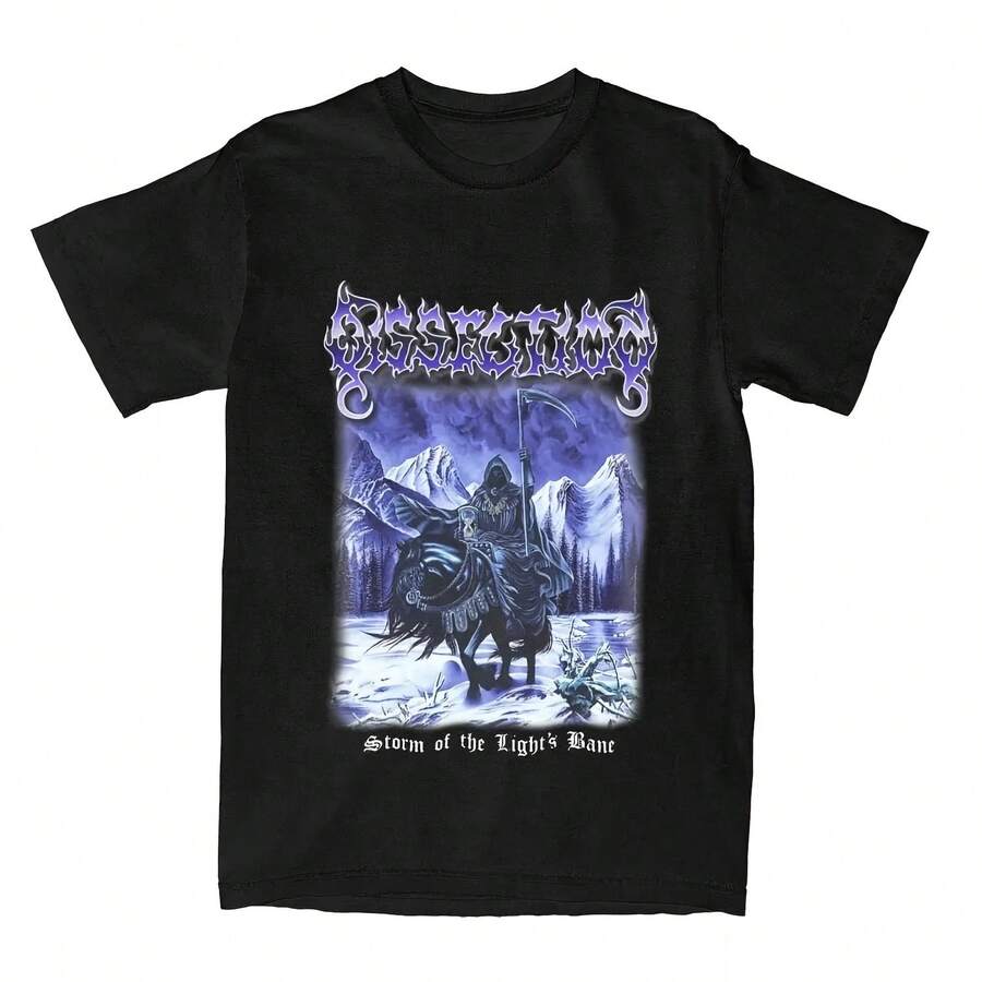 Camiseta de banda de disección negra Vintage de Metal para hombres y mujeres, camiseta novedosa de Storm of the Lights, camiseta de algodón con cuello redondo de talla grande - forma - Ver 1