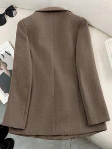 Chaqueta de traje de otoño/invierno 2025 con diseño especial de cuello, sensación de alta gama, forro 3D, diseño elegante y estilizado que cintura, color marrón oscuro, perfecto para el transporte diario de las mujeres.Invierno invierno para mujeres Invierno Navidad Año Nuevo Acción de Gracias para mujeres Fiesta Playa Graduación Elegante - Café integral - Ver 2