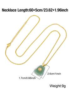 1 chiếc mặt dây chuyền hình thang bằng đá tự nhiên dành cho nữ, đá thạch anh hồng, ngọc lam và đá zirconia, trang sức quà tặng H881 - Vòng cổ - Xem 7