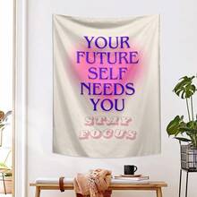 1件“未来的你需要你”现代艺术印花挂毯，ins风格，涤纶材质，可悬挂于客厅、卧室、办公室、宿舍、家居装饰、派对等场所，长方形厨房墙面挂饰，垂坠效果，配有3个墙钉和2个夹子。 - 彩色 - 查看 4