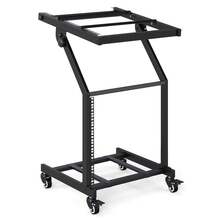 GOFLAME Rolling Stage Cart For Music Equipment 2-Layer 9U DJ Mixer Stand Audio Rack Mount With Lockable Wheels - Black - View 11
