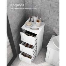 VASAGLE Armario de Baño con 3 Cajones, 30 x 30 x 81 cm, para Baño, Comedor, Sala de Estar, Cocina, Blanco Mate MBBC50WT - blanco - Ver 5