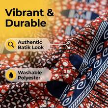 Vải in batik châu Phi, khổ 6 thước Anh, màu cam, họa tiết hình học 3D, vải in hai mặt, vải châu Phi, làm thủ công, vải tự làm. - 6 yard - Xem 3