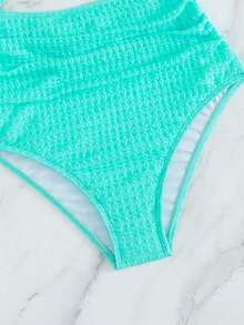 Traje de baño de una sola pieza con corte retorcido y recorte frontal, estampado a rayas para mujer en la playa en verano - verde menta - Ver 6