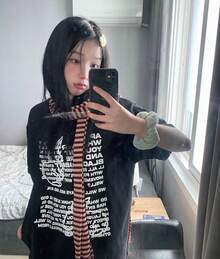 New Summer Short-Sleeved Cotton Printed Top, Stylish And Relaxed T-Shirt - Black - View 1