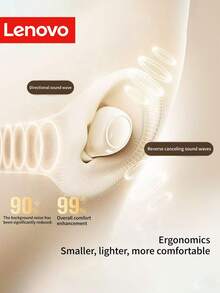 Lenovo Wireless Bluetooth 5.4 Earbuds, Mini Invisible Noise Cancelling Earphones With ENC Microphone, LED Display Charging Case And Deep Bass, Compatible With IPhone And Android Phones - View 7