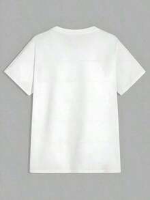 [Camiseta de Mujer para Día de Partido] Camiseta de manga corta para mujer con un llamativo diseño de patrón rojo, que incluye símbolos de paz, cascos de fútbol americano y estrellas – ¡Perfecta para días de partido, salidas informales y para mostrar tu espíritu deportivo! Camiseta unisex de algodón holgada de manga corta y cuello redondo estilo vintage urbano - Blanco - Ver 2
