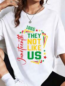Camiseta de celebración del Día de la Independencia y el orgullo cultural, con el texto "Junio de 1865, ellos no son como nosotros". Es una camiseta perfecta para regalar a amigos y familiares en cualquier fiesta u ocasión festiva, 220g - Blanco - Ver 7
