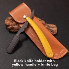 Folding Knife Holder, Eyebrow Trimmer Stand, Vintage Folding Straight Razor For Barbershop, Men's Manual Shaving Razor With Gold Tone, Including Storage Bag - Multicolor - View 1