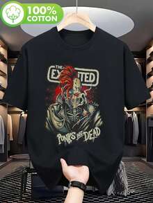 Camiseta casual a la moda con estampado, cuello redondo suave y mangas cortas.La camiseta "Punk Is Not Dead" de Exploited Band está hecha de materiales de alta calidad, perfecta para el uso diario en la calle, lavable a máquina, camiseta de mujer, precio competitivo, camiseta de mujer. - Negro - Ver 6