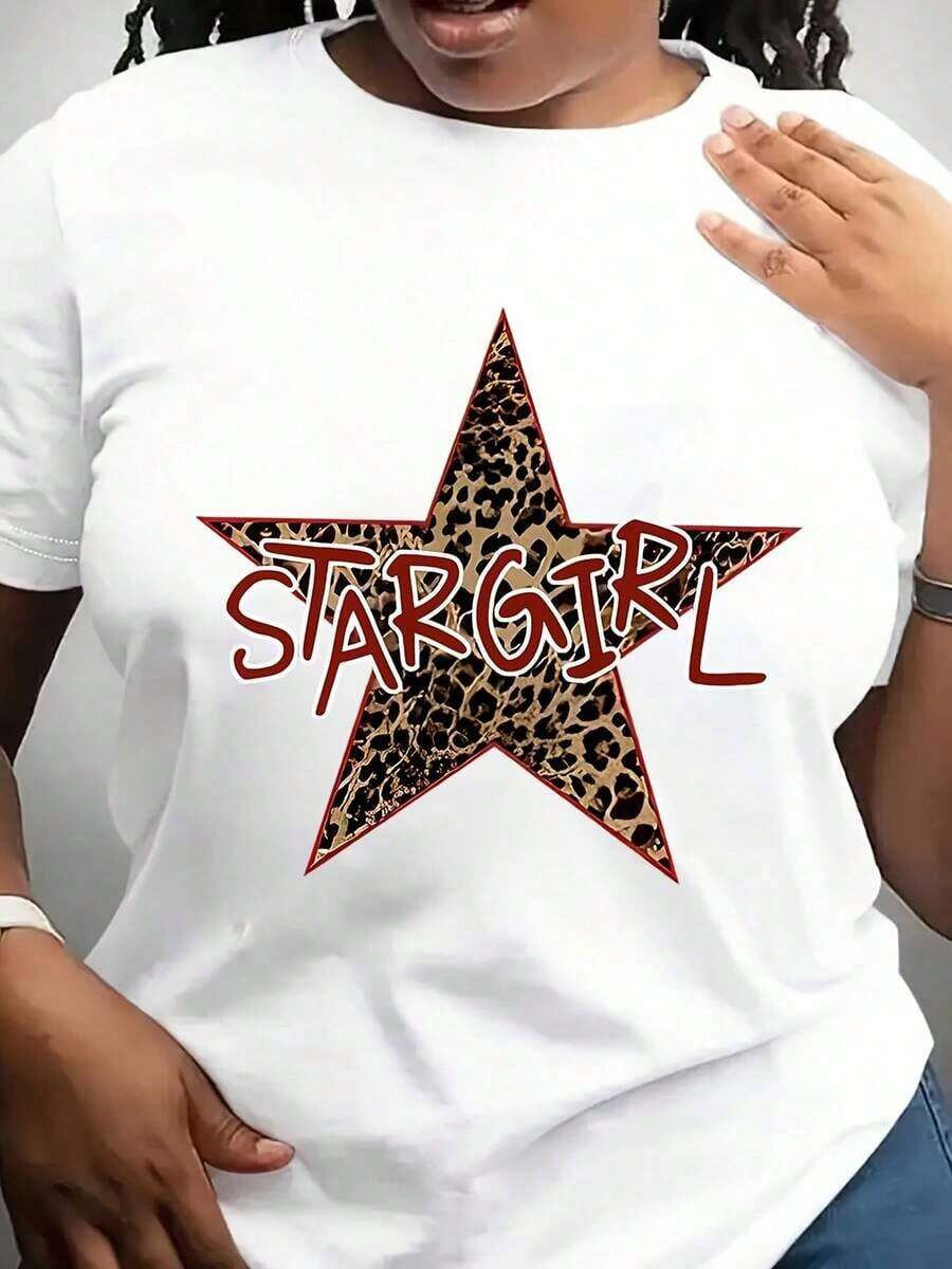 Y2K Women's Elastic Crop Top - Black T-Shirt With Red Star Text, Slim Fit Elastic Crop Top For Matching, Parties, Everyday Wear - Non-See-Through Fabric, Ladies' T-Shirts - 白色 - 查看 1
