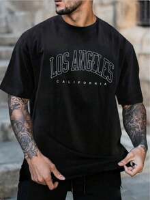 Hombres Camiseta con estampado de letra - Negro - Ver 12