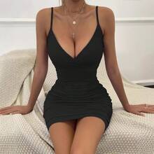 Nuevo Vestido Sexy de Moda con Tirantes, Vestido de Verano con Cuello en V, Vestido Sexy para Mujer, Mini Vestido - Negro - Ver 5