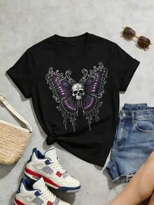 Camiseta de manga corta con cuello redondo suave y casual de verano para mujer, tops para salir, algodón, vintage, estilo callejero europeo y americano, casual deportivo, estilo unisex, estilo casual urbano, tops bonitos, Gen Z, curvy, ropa Y2K, camisetas divertidas, tops para damas, conjuntos de vacaciones para mujer, top lindo, camiseta gráfica, conjuntos de primavera, camisetas holgadas, ropa de calle retro, estilo de los 90, estilo de los 2000, subcultura, top negro, tops blancos, atuendo de fiesta de los 90. Negro - Negro - Ver 5