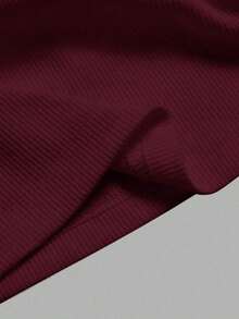 Camiseta sin mangas negra casual y versátil con cuello en U profundo y espalda de tirantes - Burdeos - Ver 4