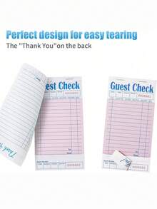 1/2/4 Packs Pink Waitress Accounting Notebook, Waitress Memo Pad, Restaurant Waitstaff Accounting Book, 50 Sheets Per Book - Multicolor - View 6