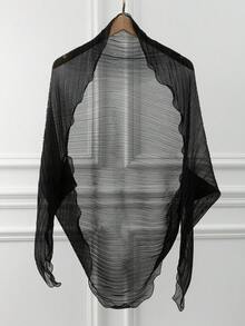 1pc Lightweight Crinkle Chiffon Lace Trim Shawl Scarf For Sun Protection - Multicolor - View 19