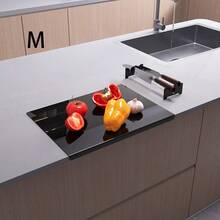 Planche à découper en acrylique transparente/noire - Planche à découper avec bord de plan de travail, antidérapante et résistante aux taches, convient pour les fruits et légumes de cuisine - Design transparent protège le plan de travail et est facile à nettoyer - Cadeau parfait pour les parents, planche à découper de cuisine - Multicolore - Voir 6