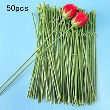 10/20/50pcs Artificial Rose Stems Plastic Green Floral Stems For Flower Arrangement, Bouquet, Wedding Decoration - Green - View 12