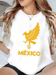 Ave dorada de inspiración mexicana que simboliza fuerza libertad y orgullo nacional con alas extendidas representando el espíritu de superación en cada paso camiseta de mujer casual moderna y cómoda - Negro - Ver 6