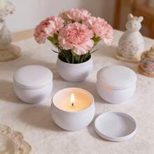 8 Peças Kit de Fabricação de Velas Redondas de 2,2oz, Potes de Metal Vazios com Tampa para Velas com 45 Peças de Acessórios Completos de Artesanato, Ideal para Velas Perfumadas DIY, Lembrancinhas de Casamento & Festa, Aromaterapia de Yoga, Decoração de Feriados & Decoração Interna para Casa - 53 peças/8 conjuntos - Visão 5