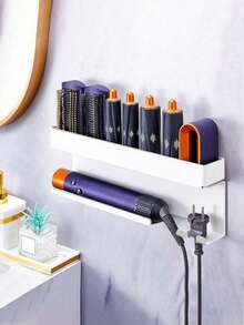 No Drill Wall Mounted Hair Dryer Holder, Can Be Used To Store Hair Accessories, Hair Dryers And Curling Irons, Can Be Used As A Hair Dryer Rack, Hair Styling Tool Storage Box, Bathroom Salon Hair Tool Organizer - Multicolor - View 3