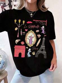 Camiseta con lazo Remy Ratatouille Paris Coquette, Camiseta familiar a juego de Disneyland, Camiseta de la Aventura de Remy's Ratatouille, Unisex - Negro - Ver 6