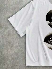 FASHIOGIRL 2026Manfinity White Short Sleeve T-Shirt With Graphic Print JESUS IS MY KING And Thorn Design, Loose And Short Cut (High Quality) Loose And Comfortable, Casual And Easy To Wear, High Quality Wax Print Retro Fashion Brand T-Shirt, Men's T-Shirt, Beach Must-Have, Summer T-Shirt For Men, Holiday Gift. - 白色 - 查看 3