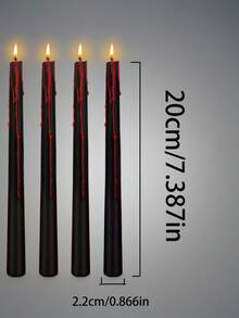 10/5/2pcs Black Exterior Red Interior Bleeding Candles, Suitable For Halloween - Shiny Single Wick Candles - Perfect For Home Decor, Weddings, Birthdays And Romantic Dinners - Novel - View 12