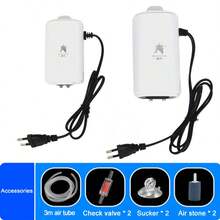 Quiet Aquarium Air Pump, Adjustable Air Flow Dual-Output Air Compressor, Fish Tank Oxygenator Pump, 220V-240V, 3.5W/8W - EU C Type Plug(220-240V) - View 3