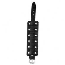1pc Punk Style Rivet Black Leather Bracelet, Vintage Fashion Accessory For Men, Gift For Him - Black - View 8