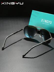 XINGYU Gafas de sol de moda para hombres, gafas de sol polarizadas de metal de doble puente de unicolor estilo piloto para hombres, serie con bisagras de resorte, material TAC ligero y duradero, cómodo ajuste, marcos elegantes, minimalistas y de moda, adecuadas para conducir, actividades al aire libre, viajes, fiestas, fotografía, ocio, playa, festivales de música, senderismo, vacaciones, golf, pesca, deportes, estilo callejero, accesorio elegante para ocasiones diarias y especiales - Multicolor - Ver 4