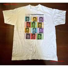Camiseta blanca de algodón de la gira de celebridades de R&B, talla única, para hombre TU389, estilo vintage, lavada, informal, con estampado gráfico, elegante y transpirable. Camiseta de manga corta de algodón puro de 220 g para hombre y mujer, tejido grueso, resistente a las arrugas y que no se deforma fácilmente. Estilo sencillo y versátil, ligero y transpirable, perfecto para ir al trabajo, viajar, acampar, ir de compras y para el tiempo libre diario. - Blanco - Ver 1