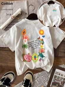 Comfortable Cotton Summer T-Shirt With Unique Fun Puerto Rico "DtMF" Bunny Frog Print, Suitable For Women Aged 18-35, Perfect For Casual Everyday Wear And Beach Getaways, Summer T-Shirt - White - View 11