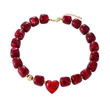 1pc Dopamine Summer Fashion Colorful Resin Geometric Heart Beads And Copper Beads Necklace, Perfect For Vacation, Outings, Beach Parties And Daily Summer Wear. Y2K Style Elegant Women's Jewelry, Jewelry Necklace, Heart Jewelry - Perfect Gift For Friends And Sisters. Vacation Season - Geometric Cube Beaded Necklace - View 17