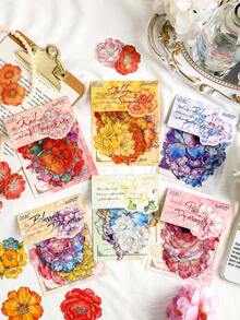 1 Pack 30pcs Floral Theme Scrapbook Stickers, Vintage Creative Aesthetic Decals, DIY Decoration Collage Craft Materials, Holiday Gift, Personalized Scrapbook School Stationery Supplies School Supplies - PET - View 6