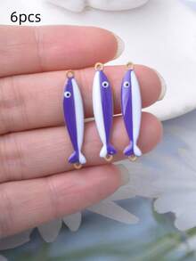 6pcs Ocean Creature Copper Double-Sided Oil-Filled Fish Charms Whale Enamel Pendant Connectors Jewelry Accessories - ClxL209-1 - View 20
