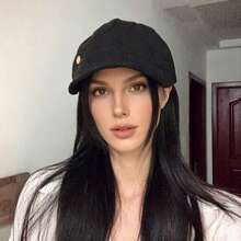 Vintage Solid Color Linen Cap, Lightweight Breathable Personalized Beret Cap For Women, Spring/Summer - Hat - View 7