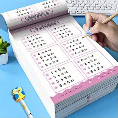 64-Page Handwritten Math Practice Notebook, Addition & Subtraction Math Learning Exercise Book, Training For 10/20/50/100 Addition & Subtraction, 10/20 Decomposition Method