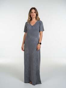 Sully Dress, 100% Cotton, Stonewashed, Comfortable And Stylish - Sky Gray - View 3